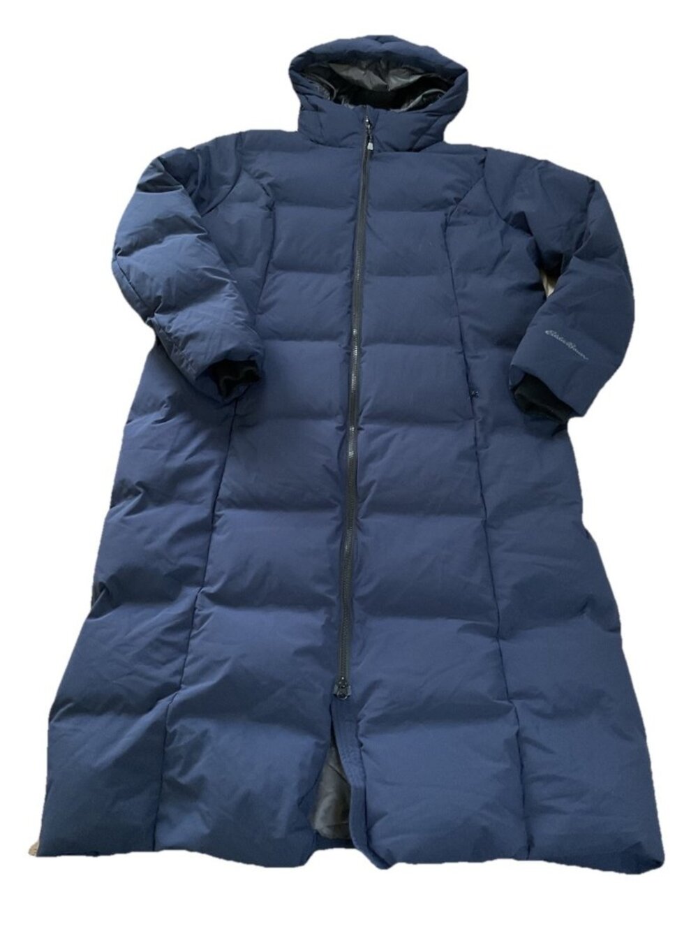 Eddie Bauer Navy Blue Puffer Long Parka Women’s S Hooded Winter Parka Gorpcore
